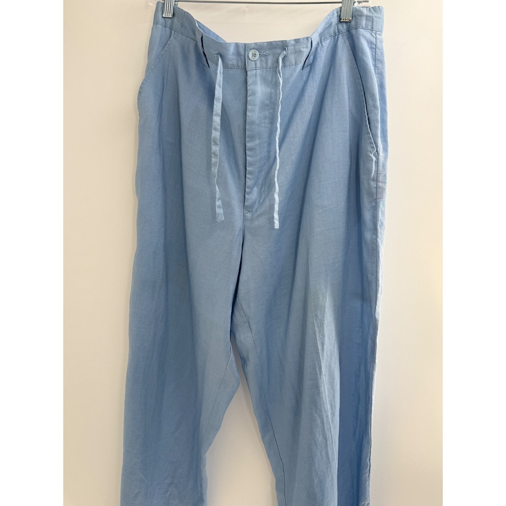 PJ Mark 100% Linen Drawstring Beach Pants XL Pastel Light Blue Summer Casual